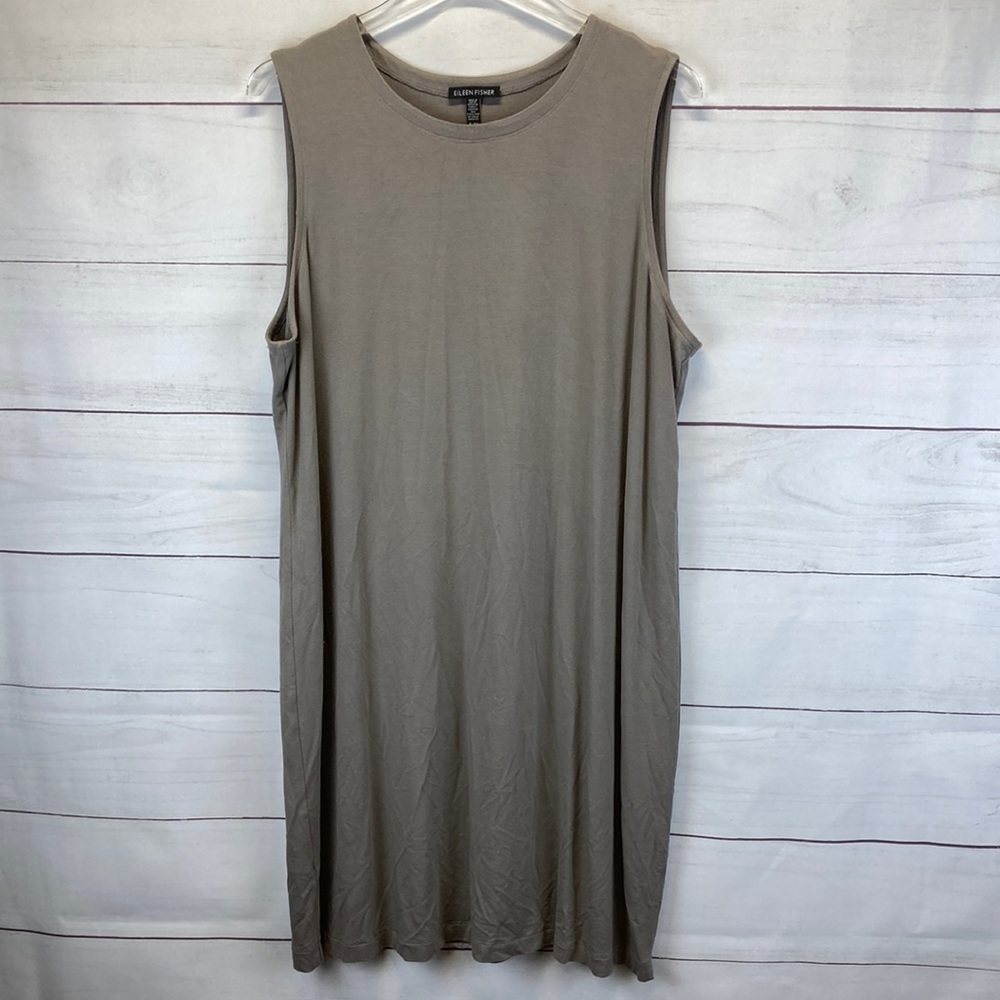 Eileen Fisher Sleeveless Midi Dress in Taupe